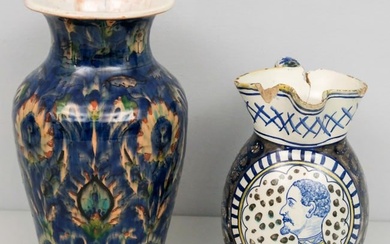 Iznik Type Pottery Vase & A Delft Pitcher