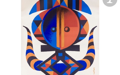 JACQUES NATHAN-GARAMOND (1910-2001) Air France Africa, 1961 Chromolithographie. Entoilée. Imp. S.A. Courbet, Paris. Signée en...