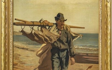 JOHN GEORGE BROWN, OIL ON CANVAS, LOBSTERMAN