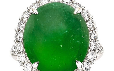 Jadeite Jade, Diamond, White Gold Ring Stones: Jadeite jade...