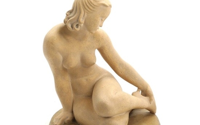 SOLD. Jens Jacob Bregnø: "Askepot". A figurine of artificial stone. Signed monogram. H. 38. Diam 28 cm. – Bruun Rasmussen Auctioneers of Fine Art