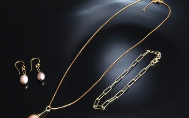 Jewelery set of gold-plated silver with pearls