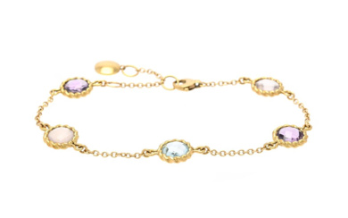 Jewellery Bracelet BRACELET, 18K gold, faceted amethyst, rose quartz a...
