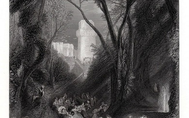 Joseph Mallord William Turner 1862 engraving The Birdcage, a Scene from Boccaccio signed