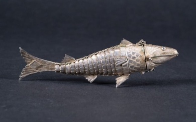 Judaic Sterling Silver Fish Figural Spice Besamin Box