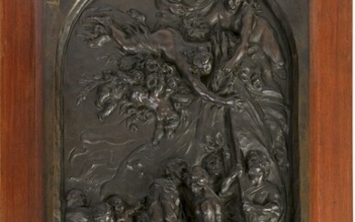 Jules DALOU (1838-1902) La fraternité Haut-relief en bronze à patine foncée Signé "Dalou" Cachet de...