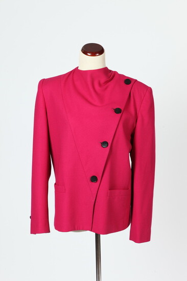KASPER FUCSHIA BLAZER WITH ASYMERTRICAL BUTTONS AND GARFIELD MARKS RED...
