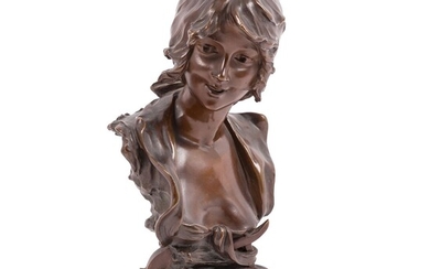 LEFEBVRE, A., Buste de femme 'Salammbo', 19e/20e s. Bronze, signé A. Lefebvr et Salammbo, numéroté...