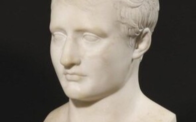« L’Empereur Napoléon Ier ». Buste en marbre...