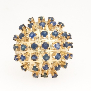 Ladies' Vintage Gold and Blue Sapphire Sputnik Fashion Ring