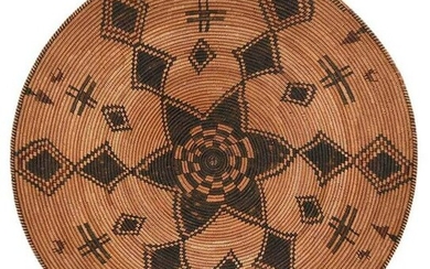 Large Apache Polychrome Decorated Coiled Tray