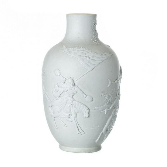 Large Chinese monochrome porcelain warrior vase