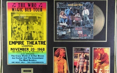 Large Framed Memorabilia "The Who" Incl Record And Tour Poster