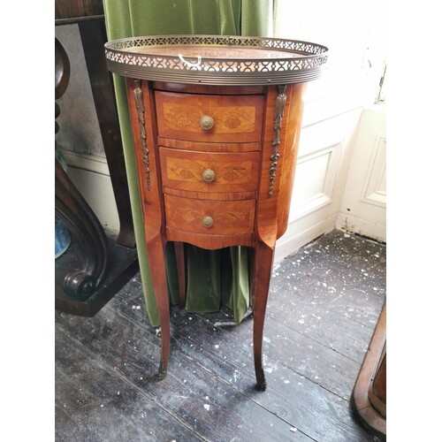 Late 19th. C. inlaid kingwood lamp table the top with pierce...