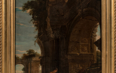 Lot 38 Attribué à Jean LEMAIRE dit LEMAIRE-POUSSIN (1598-1659) Paysage au crépuscule avec Crocus et Smilax Toile 98 x 70...