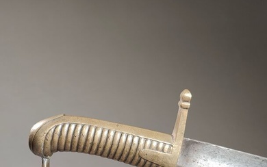 Lot comprenant deux sabres briquets sur le type de 1767. L'un à lame légrèrement courbe...