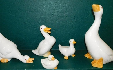 Lot of 5 Painted Porcelain Ducks