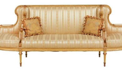 Louis XVI-Style Giltwood Courting Settee
