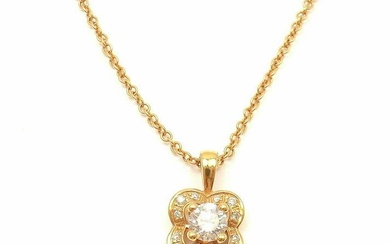 MAUBOUSSIN 18K ROSE GOLD DIAMOND FLOWER PENDANT NECKLACE