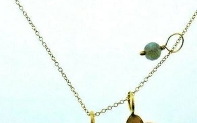 MODERN 14k Yellow Gold, Diamond & Quartz Love Necklace