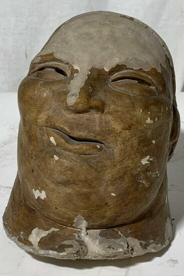 Male Head Figural Clay Mid Century Sculpture