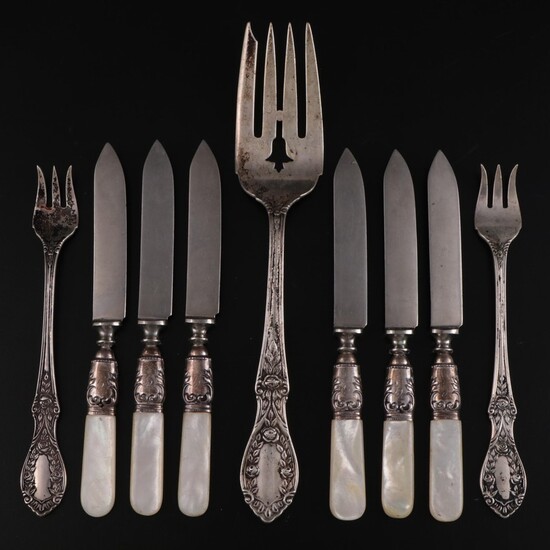 Manchester Sterling Silver Forks and Other Mother-of-Pearl Handled Fruit Knives