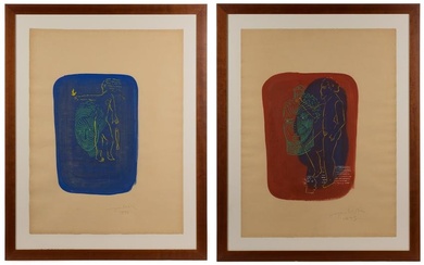 Marco Del Re (Italian, 1950-2019) Temperas on Canvas Paper
