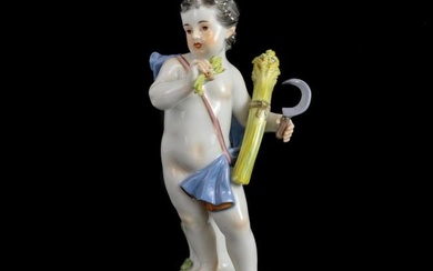 Meissen Porcelain Figurine Allegory Summer cherub putti w/ wheat knife c 1900