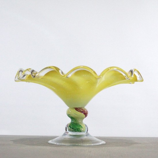 Mid-Century Modern Italian Glass Pedestal Compote