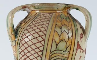 Mid Century Redware Majolica Pottery Jar Italy