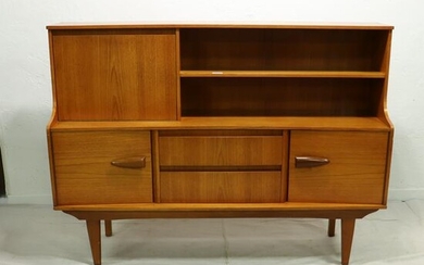 Mid Century Teak Cocktail Cabinet with Oval Handles