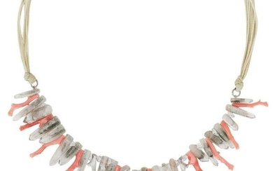 Mignon Faget Coral and Crystal Point Necklace