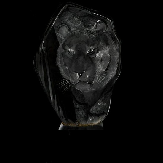 Modern Art Glass Lion Relief Sculpture