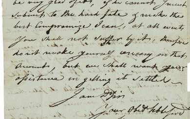 Morris, Robert. Autograph letter signed, Philadelphia, 18 Sept 1795