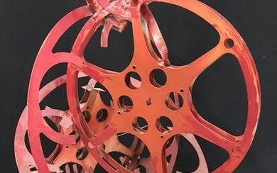 Movie Reel Abstract Metal Sculpture 58 in H