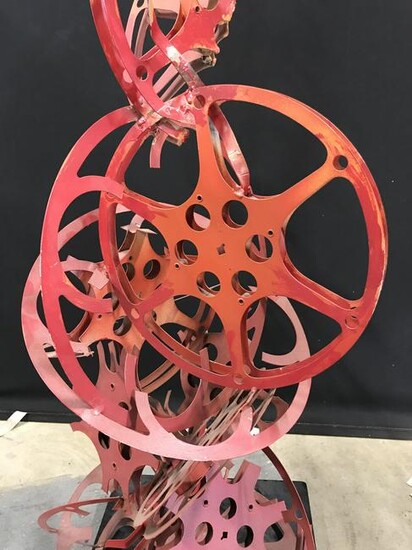 Movie Reel Abstract Metal Sculpture 58 in H