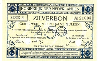 Nederland. 2½ gulden. Zilverbon. Type 1915 - UNC.
