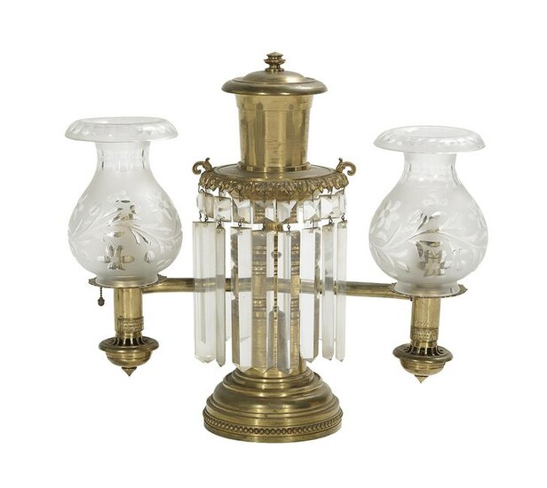 New York-Retailed English Brass Argand Lamp