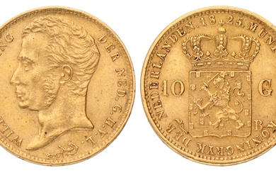 No reserve - 10 gulden. Willem I. 1825 B. Zeer Fraai +.