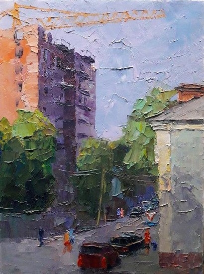 Oil painting Kremenchug Borishchak street Serdyuk Boris