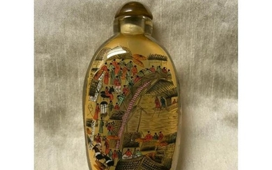 Oriental Reverse Painted Glass Snuff Bottle