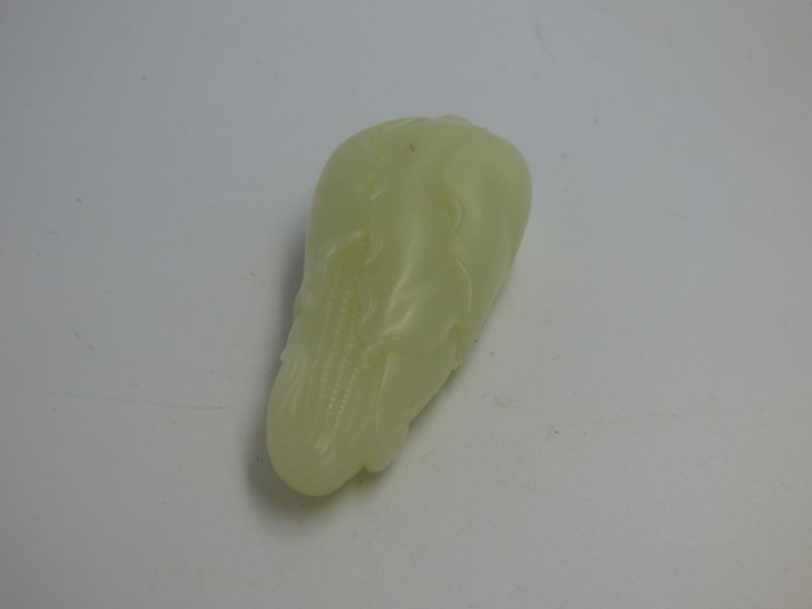 Oriental jade carving in the form of a seed pod 8cm