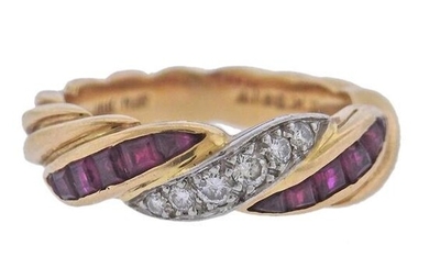 Oscar Heyman Bros. 18k Gold Diamond Ruby Band Ring