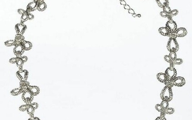 Oscar de la Renta Silvertone Woven Rope Chain Necklace