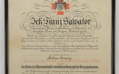 Österreichische Rot Kreuz Urkunde