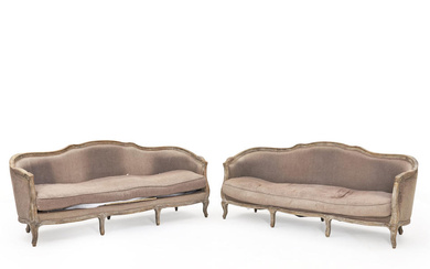 PAIR OF LOUIS XV-STYLE FRENCH COUNTRY SOFAS