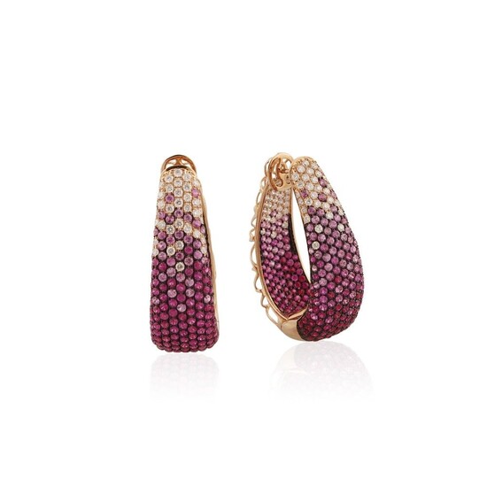 PAIR OF RUBY, DIAMOND AND GOLD EARRINGS