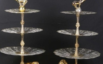 PAIR OF THREE TIER OMOYSA SERVICE PLATE