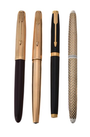 PARKER, 51, A BROWN LACQUER AND GOLD PLATED FOUNTAIN PEN