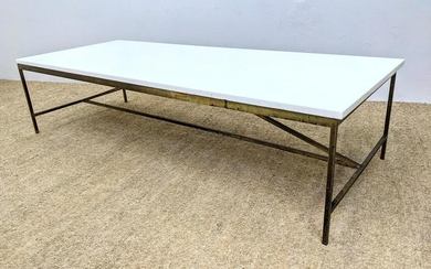 PAUL McCOBB Brass Frame Cocktail Coffee Table. Thick w